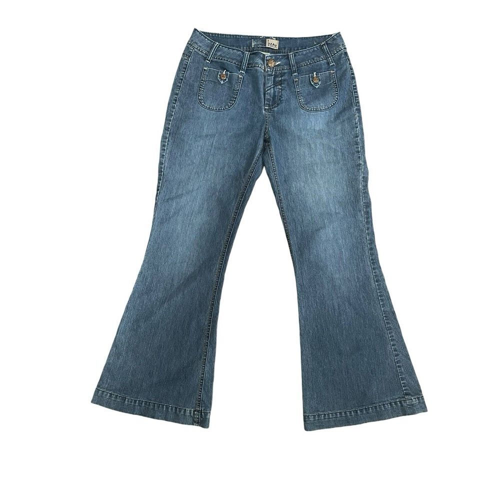 Beau Medium Wash Festival Rodeo Western Casual Y2K‎ Retro Flared Leg Jeans 10P